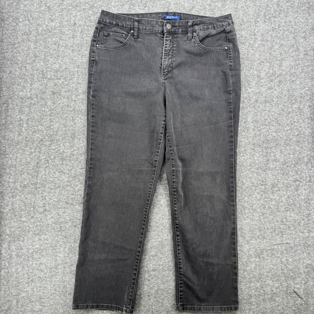 Bandolino Lydia Straight Leg Gray Jeans Womens 16W High Rise Stretch Denim Ankle
